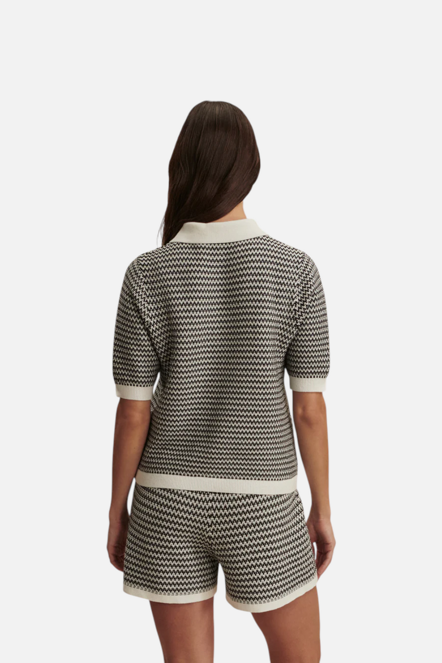 Varley Villiers Knit Shorts in Snow and Black