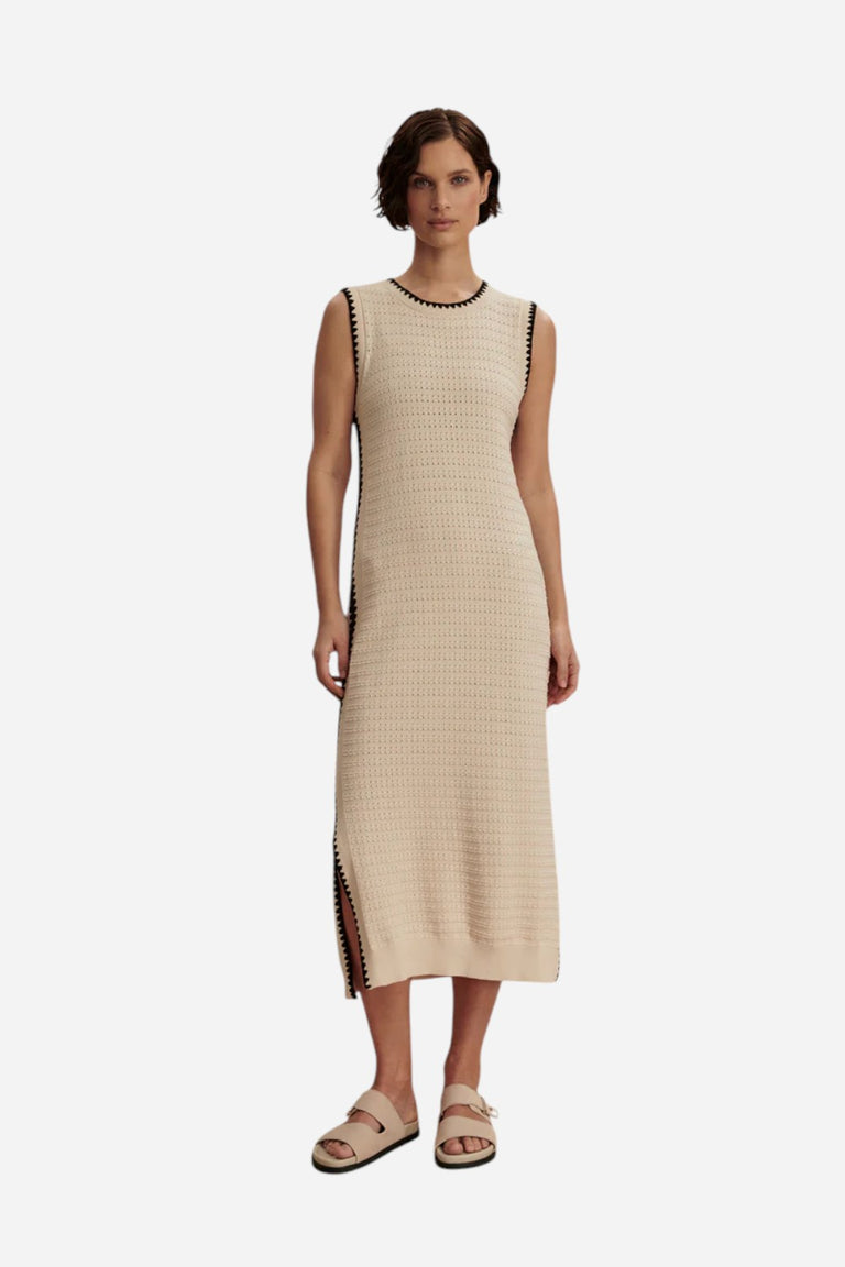Varley Dwight Tank Knit Midi Dress in Birch