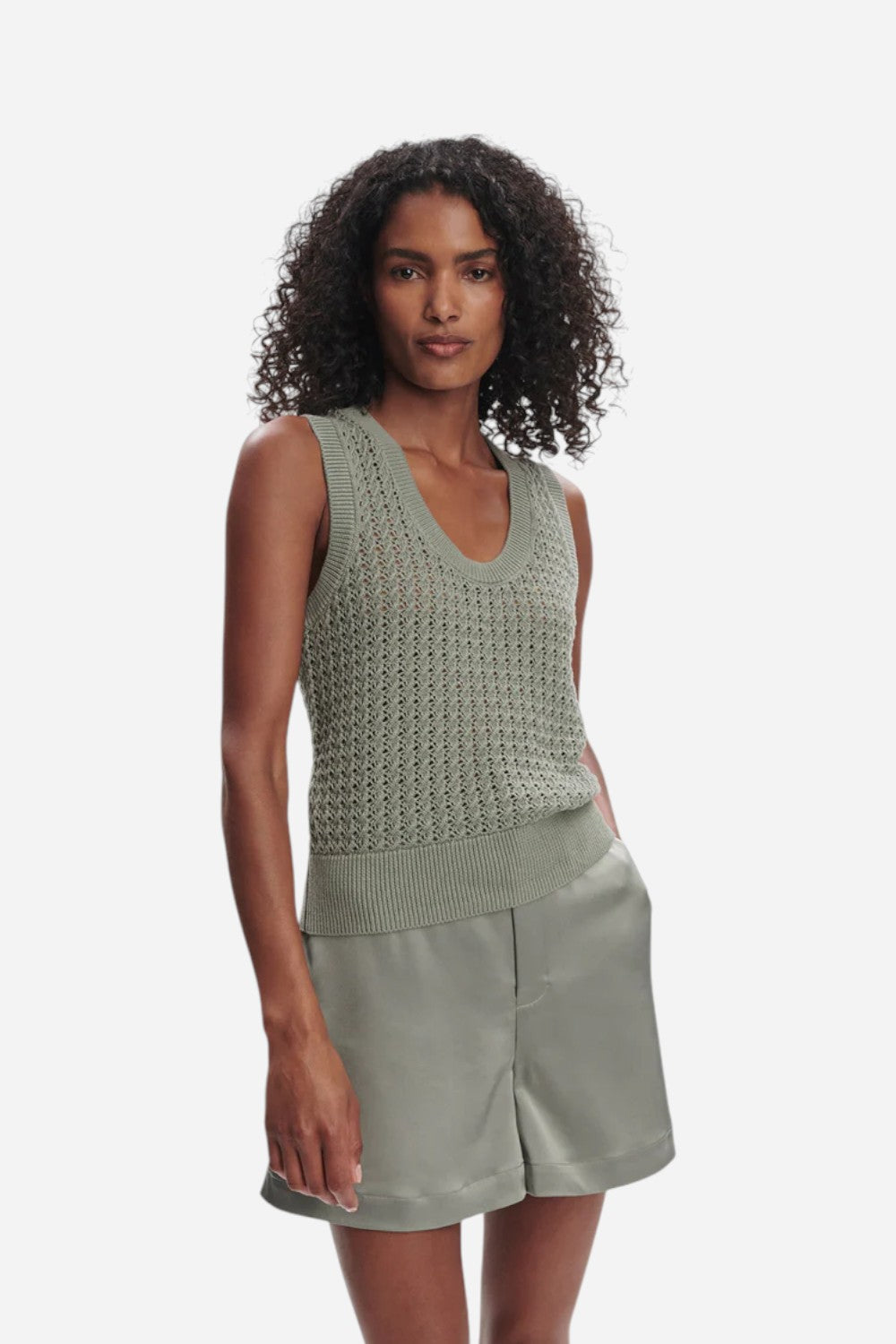 Varley Ferns Open Knit Tank in Shadow – CHROME