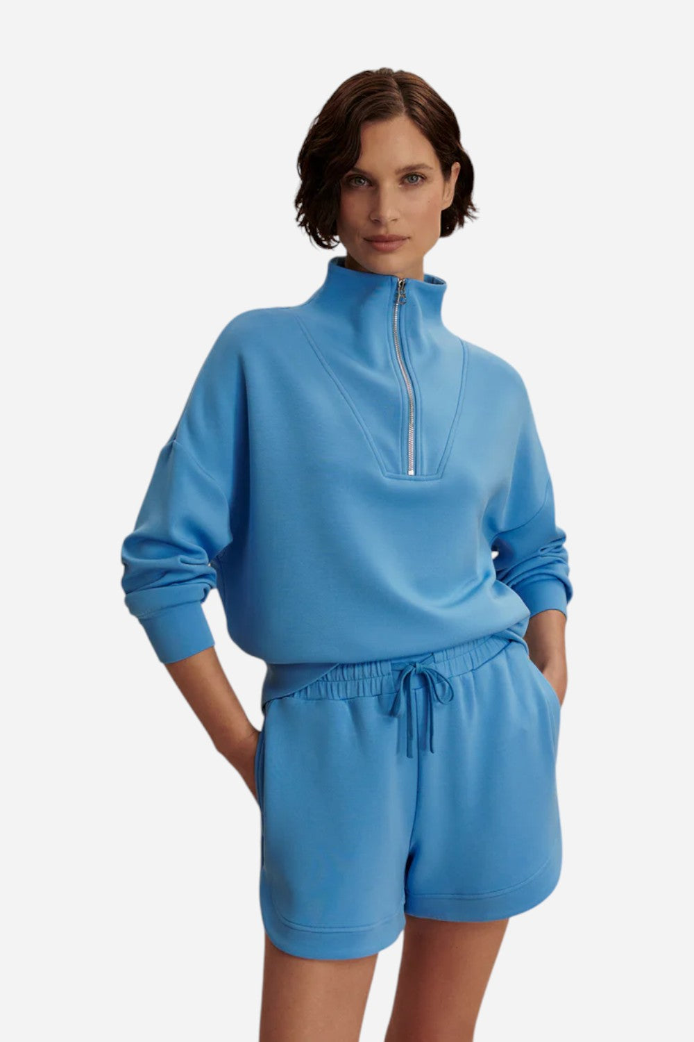 Varley Hawley Half Zip Sweat in Azure Blue – CHROME