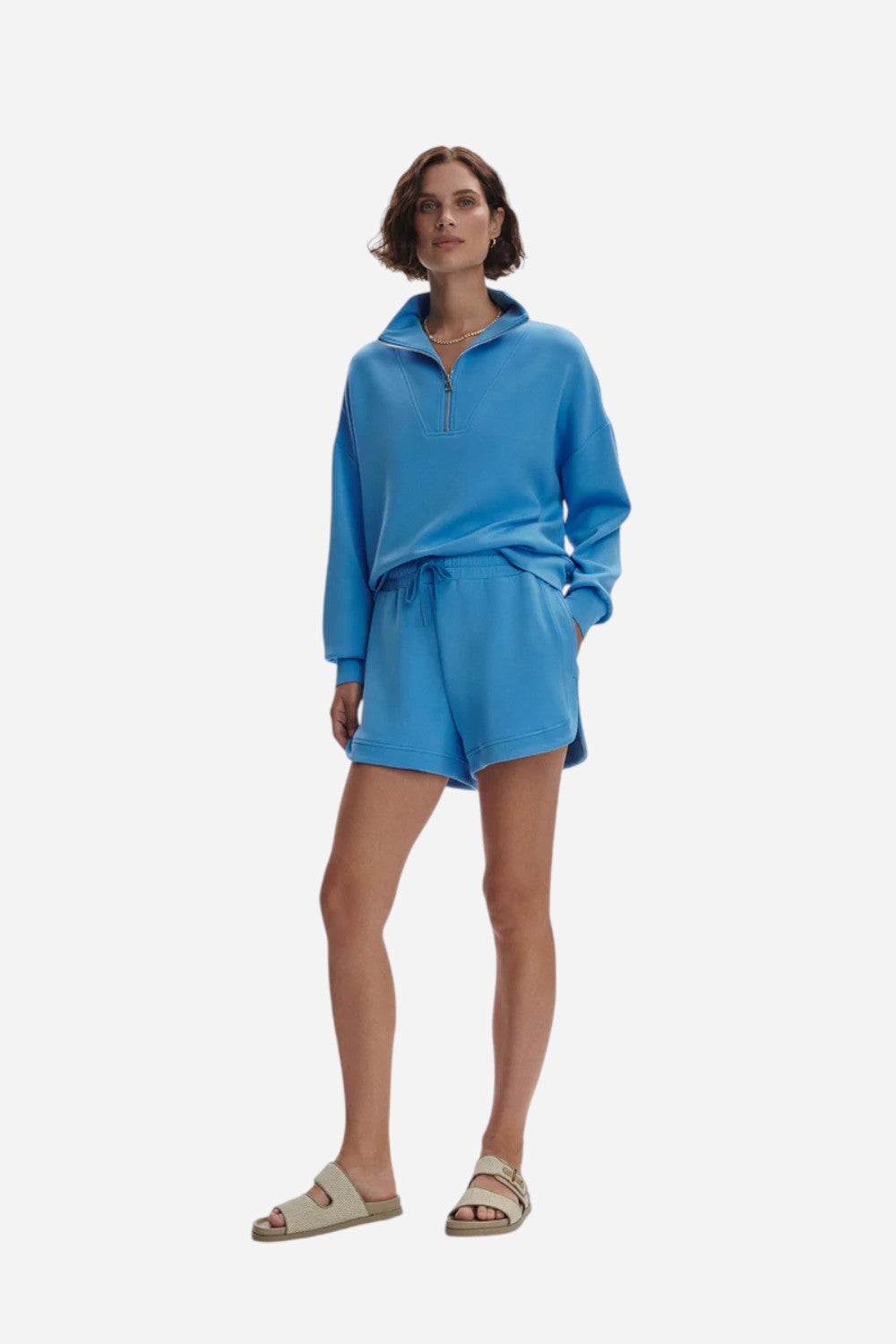 Varley Hawley Half Zip Sweat in Azure Blue – CHROME