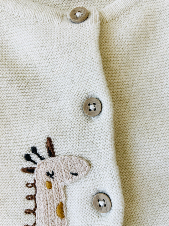 Viverano Animal Safari Embroidered Baby Cardigan Sweater