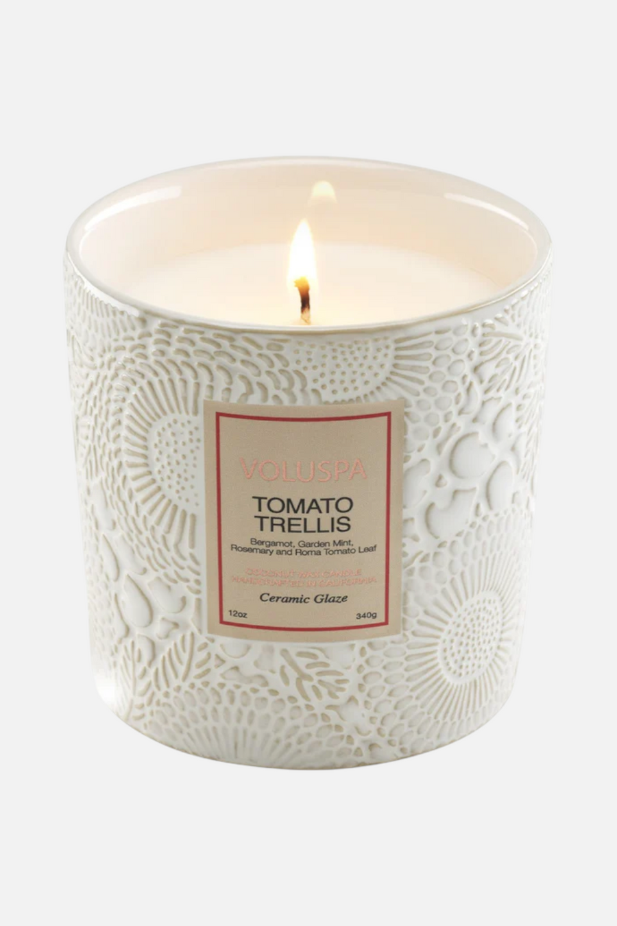 Voluspa Tomato Trellis Ceramic Luxe Classic Candle – side view