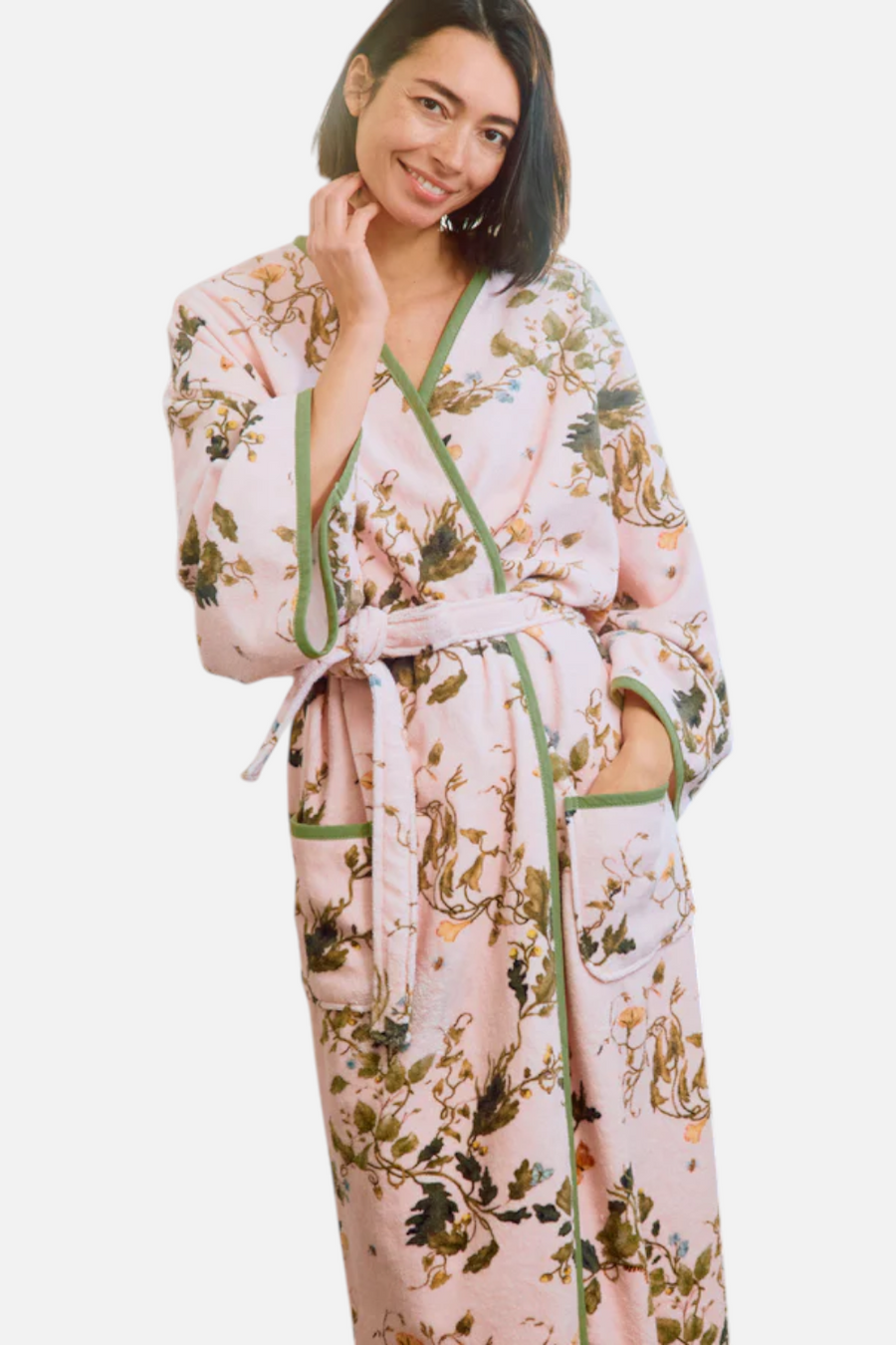 Weezie Bell Sleeve Plush Robe in Vivian Cherry