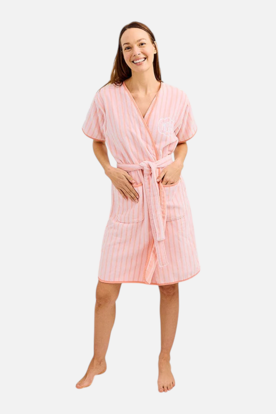 Weezie Short Plush Robe in Coral Parker