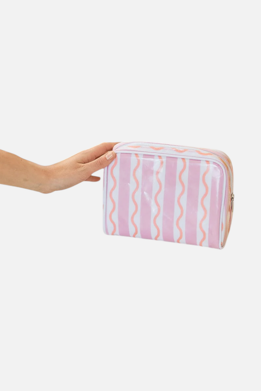 Weezie Toiletry Bag in Coral Squiggle
