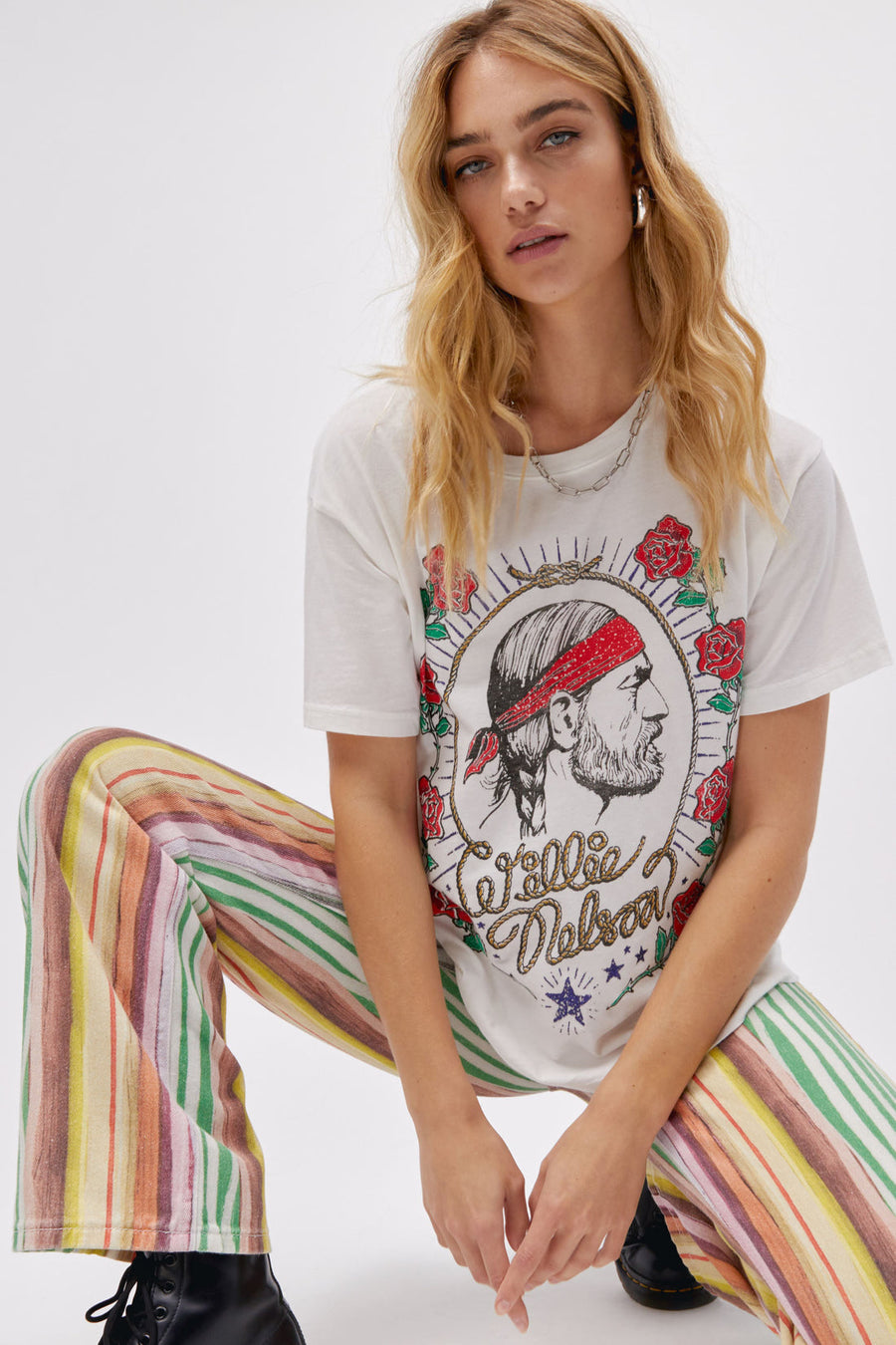 Daydreamer LA Willie Nelson Red Headed Stranger Boyfriend Tee