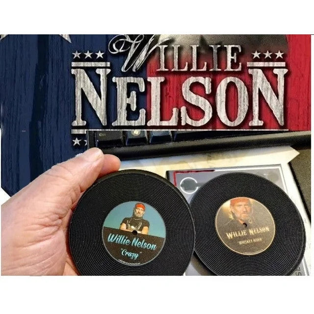 Mid South Products Willie Nelson Vinyl Circular Coaster, Set of 4