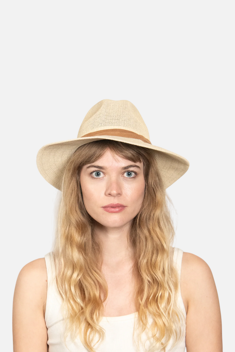 Wyeth Hats Sedona Straw Panama Wide Brim Hat in natural, back view