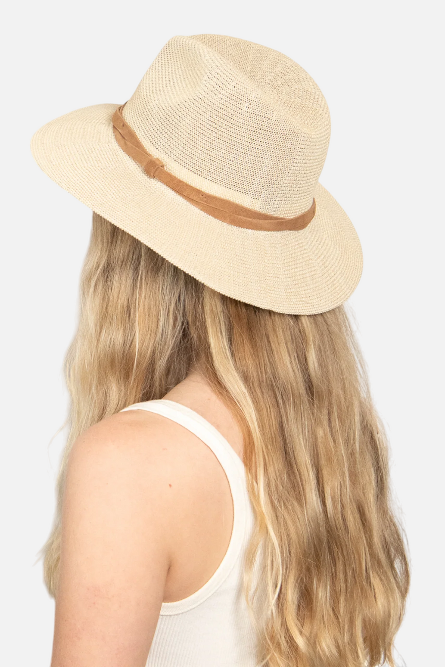 Wyeth Hats Sedona Straw Panama Wide Brim Hat in natural, brim detail view