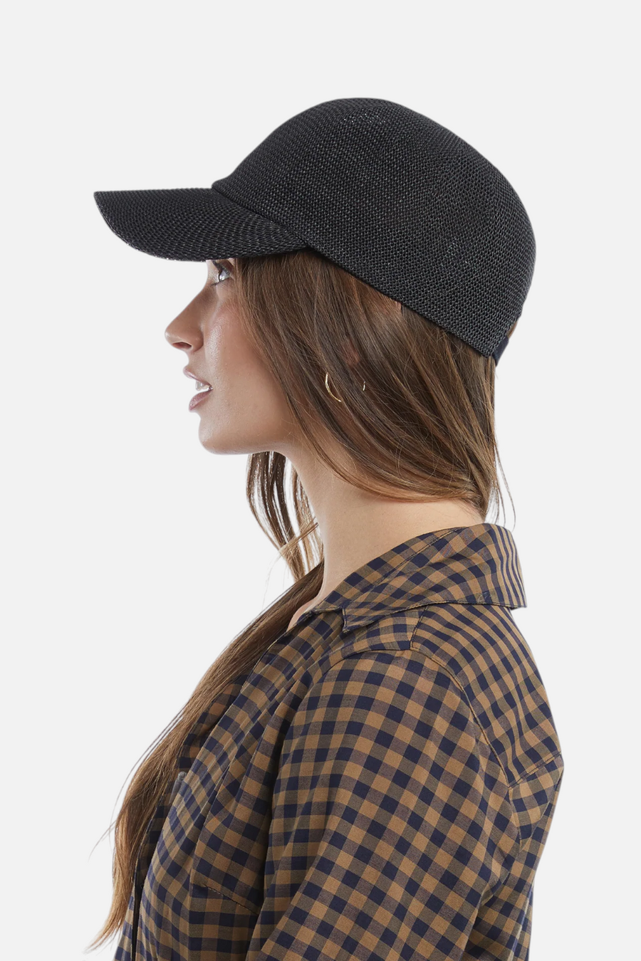Wyeth Paula Mesh Packable Cap in black, styled view