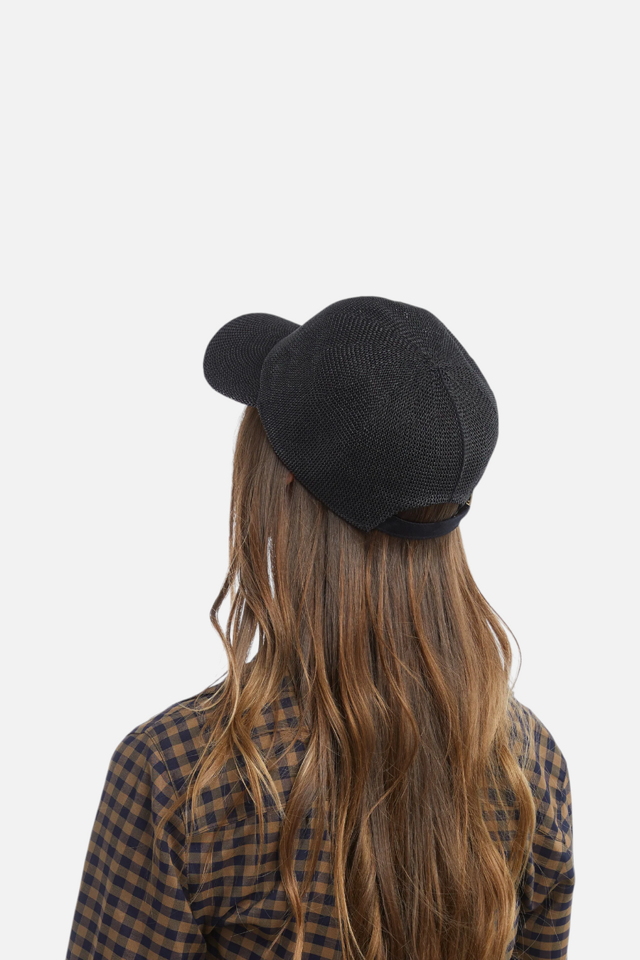 Wyeth Paula Mesh Packable Cap in black, close-up view