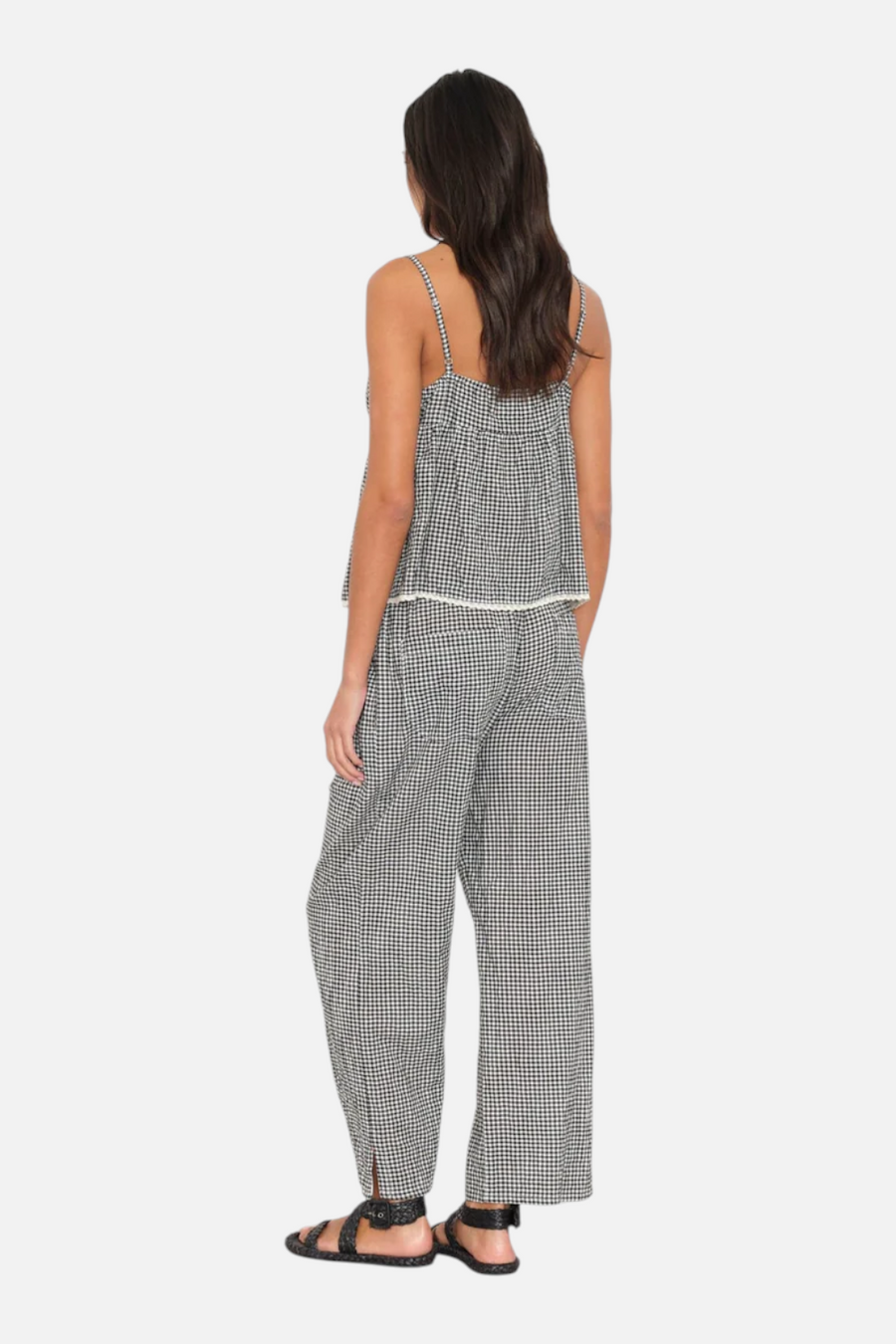Xirena Olson Gingham Check Pant in Black Sand
