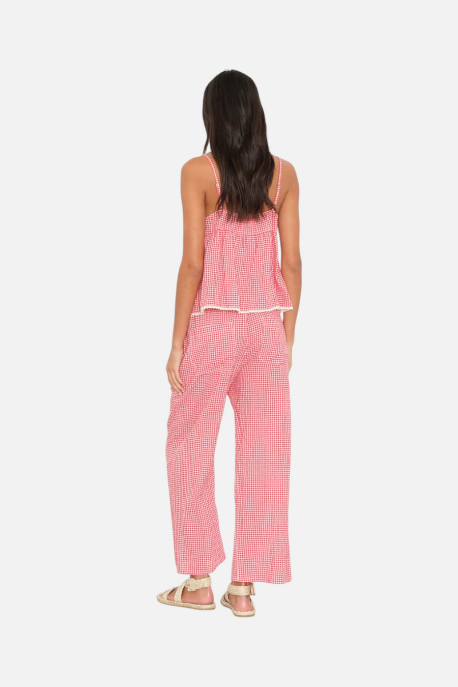 Xirena Olson Gingham Check Pant in Cherry Red