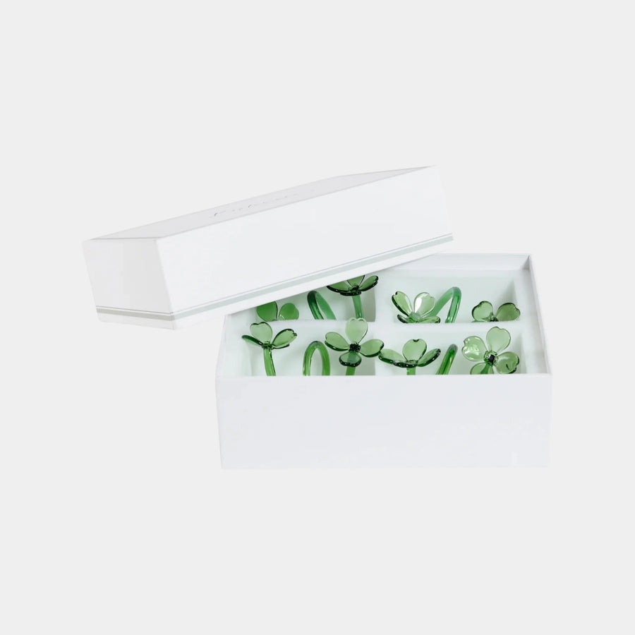 Zodax Glass Flower Napkin Rings, Set of 4