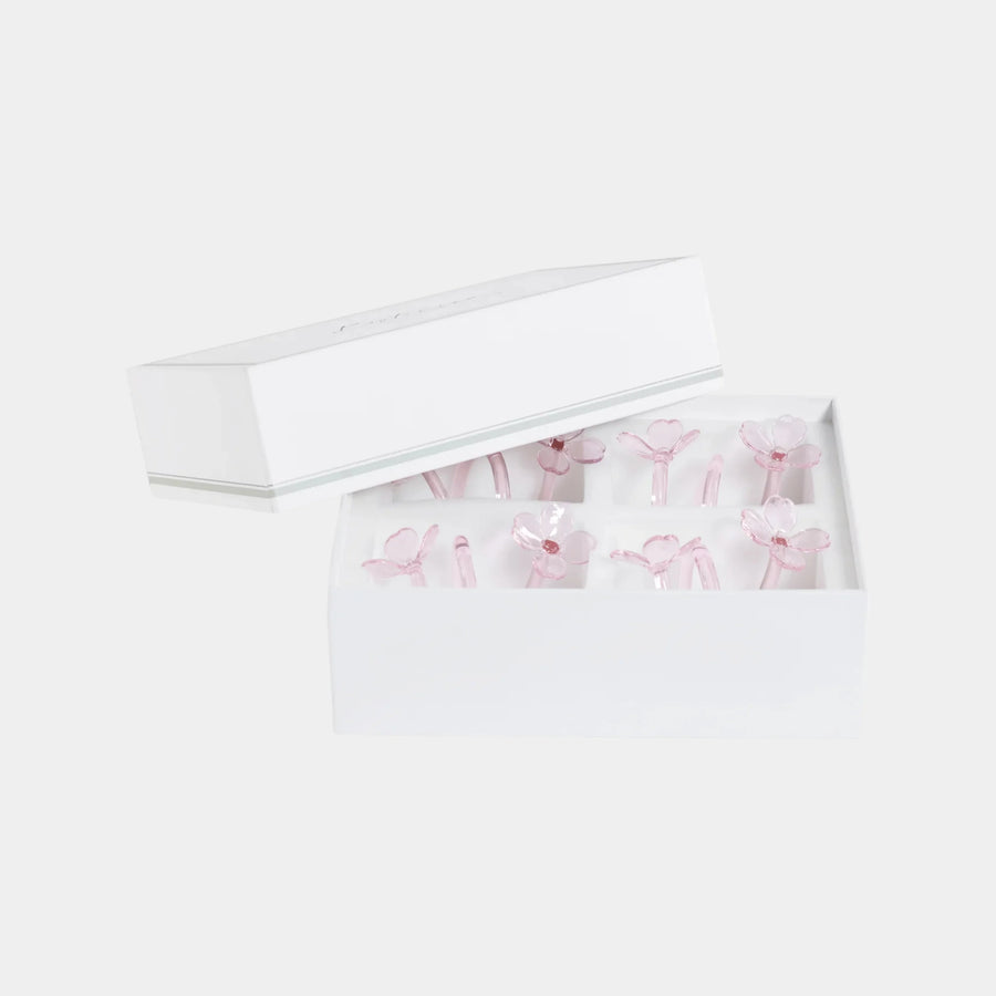 Zodax Glass Flower Napkin Rings, Set of 4