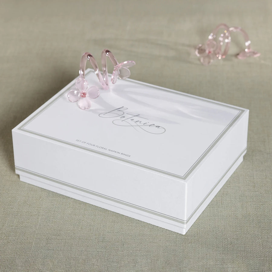 Zodax Glass Flower Napkin Rings, Set of 4