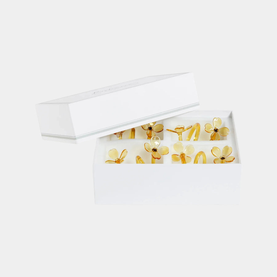 Zodax Glass Flower Napkin Rings, Set of 4