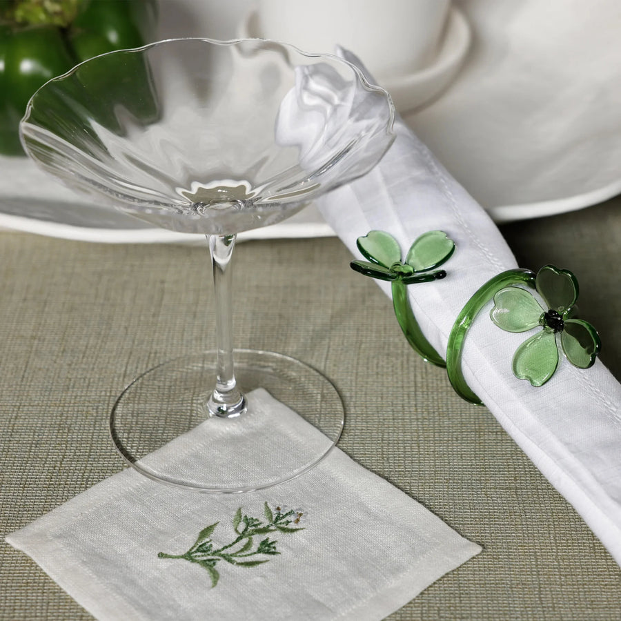 Zodax Glass Flower Napkin Rings, Set of 4