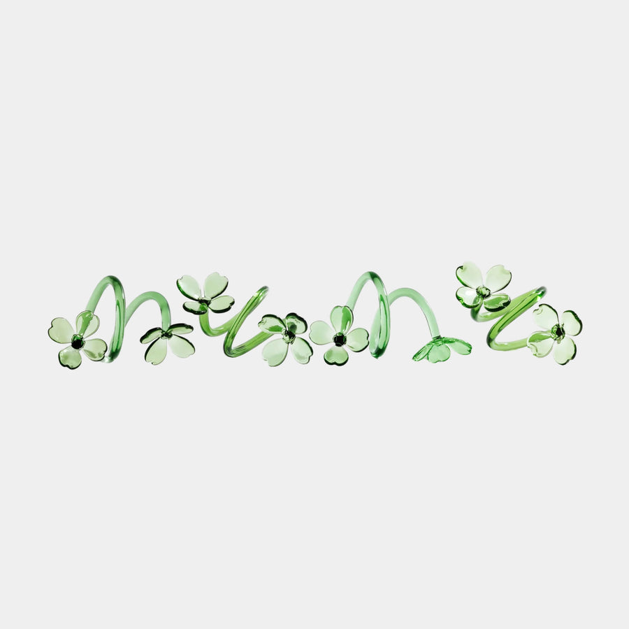 Zodax Glass Flower Napkin Rings, Set of 4