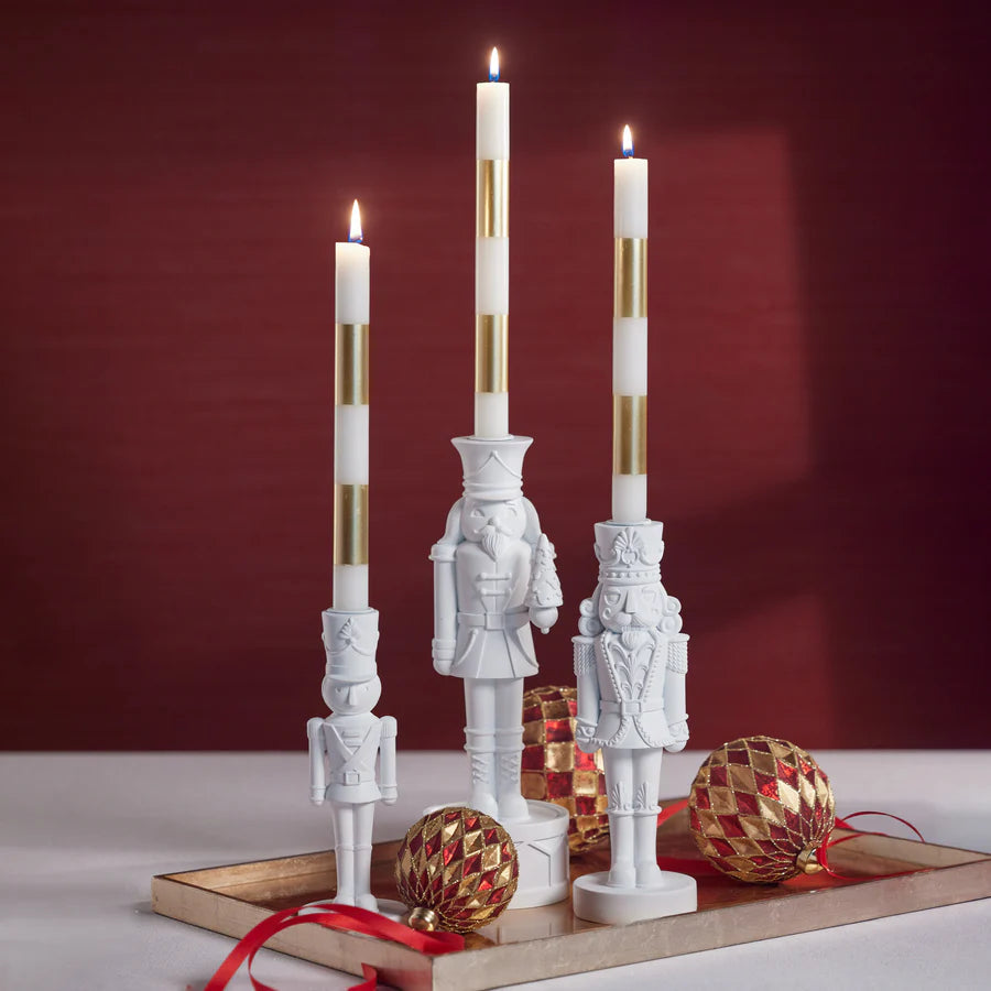 Zodax Nutcracker Taper Candle Holder in White - 10"