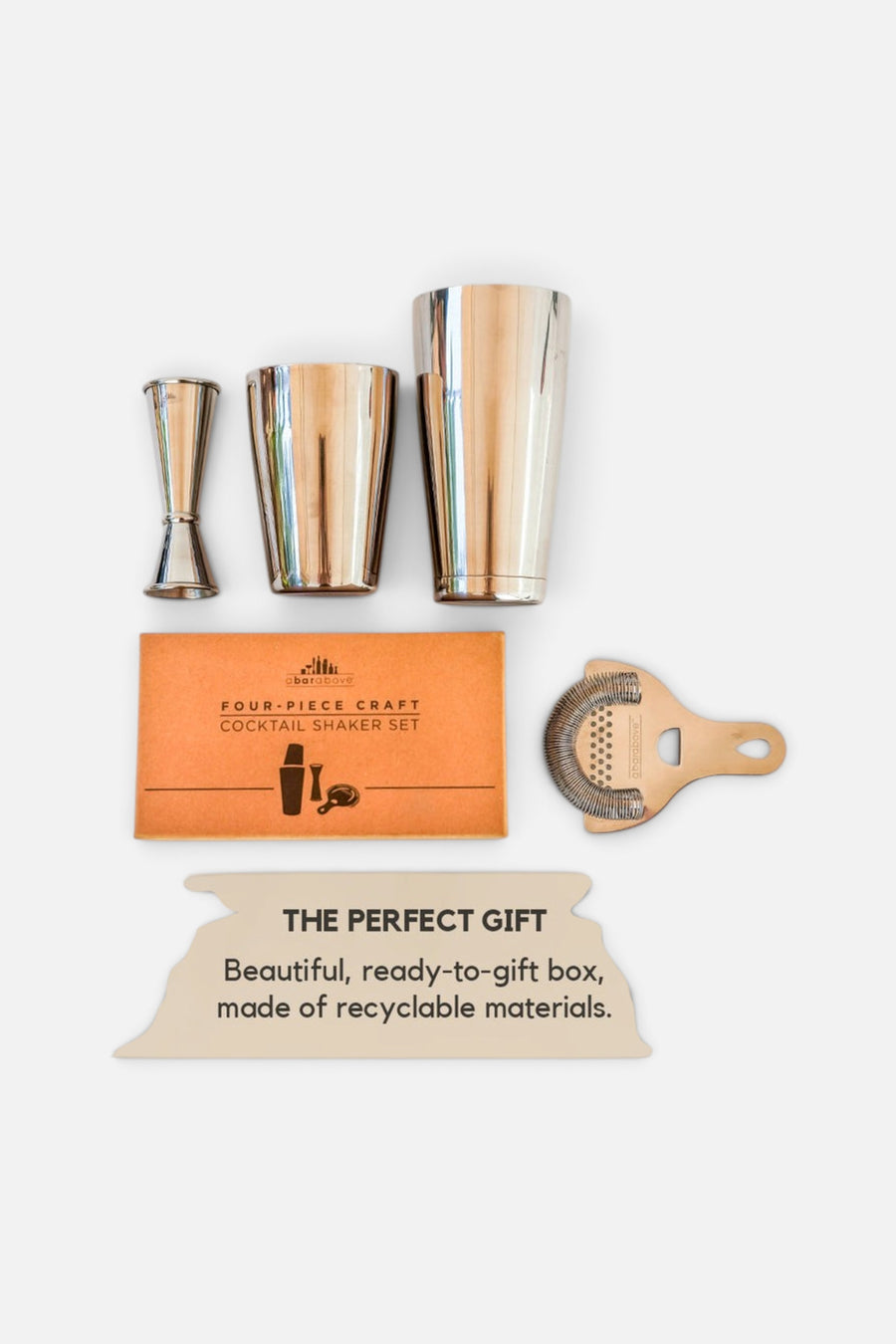 A Bar Above Craft Bar Cocktail Shaker Set in Antique Copper - 4 Pieces – detail