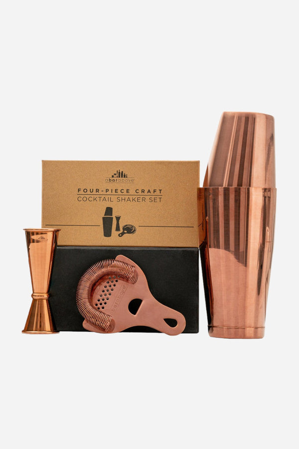 A Bar Above Craft Bar Cocktail Shaker Set in Antique Copper - 4 Pieces