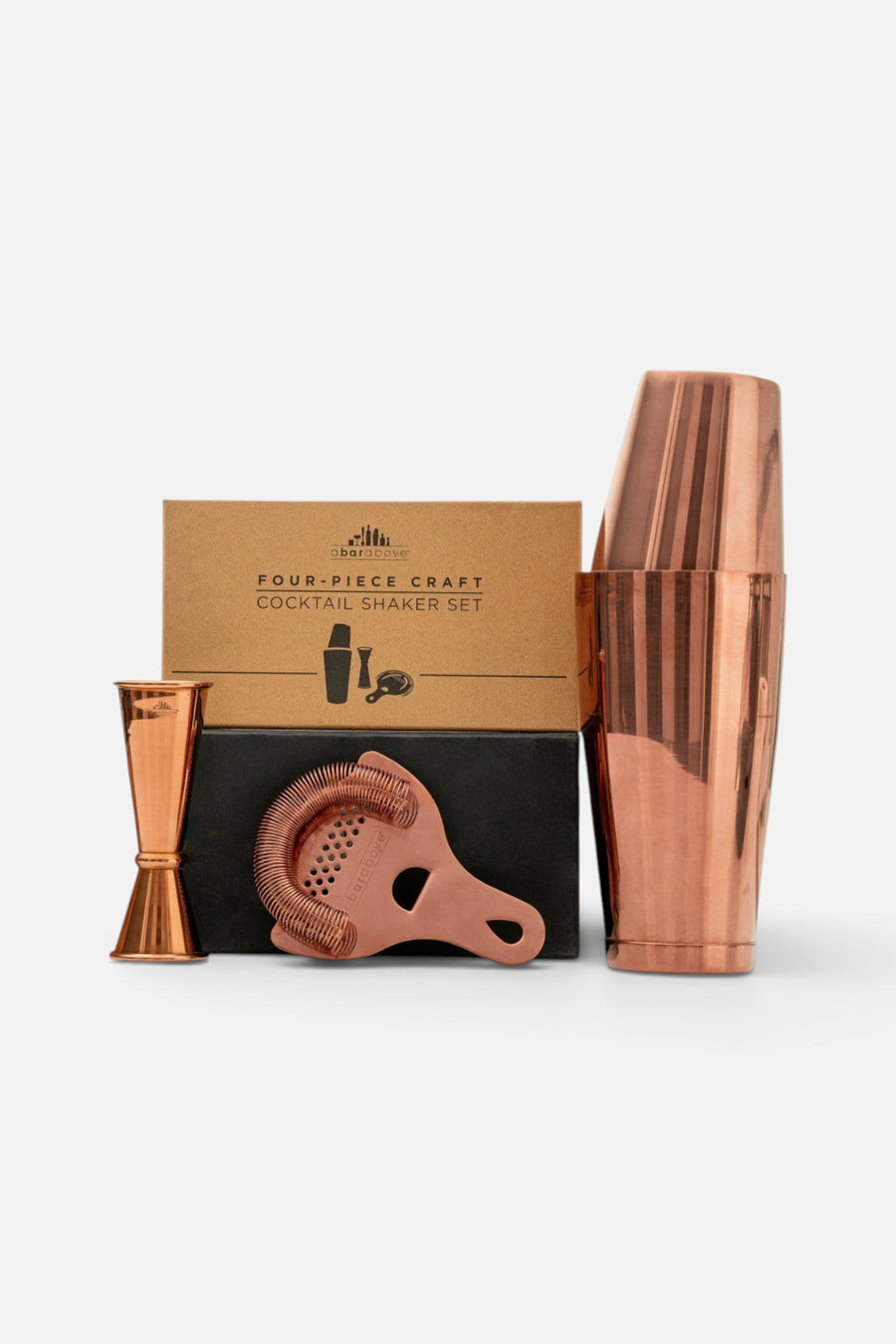 A Bar Above Craft Bar Cocktail Shaker Set in Antique Copper - 4 Pieces – front view