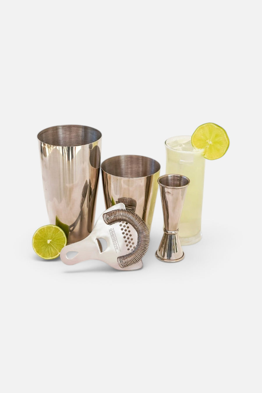 A Bar Above Craft Bar Cocktail Shaker Set in Antique Copper - 4 Pieces – side view