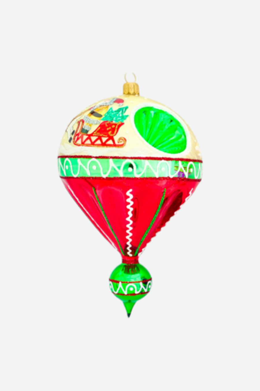 A Sleighing We Go Ornament in Red – front view
