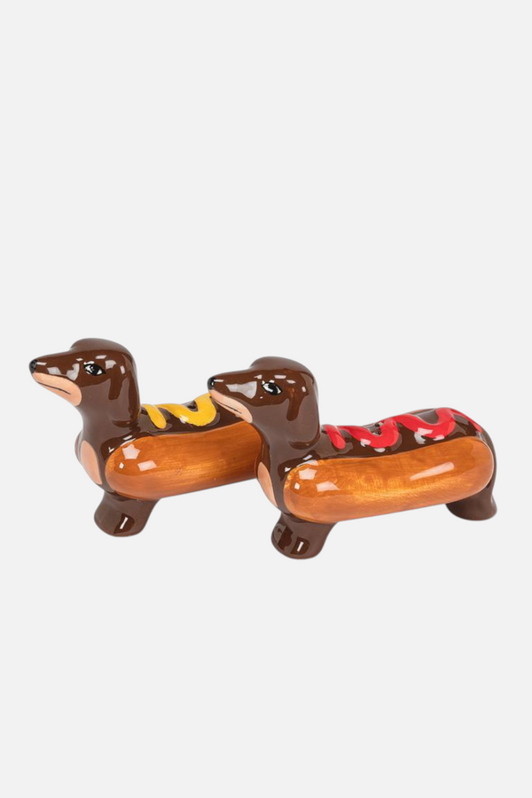 Abbott Dachshund In Hot Dog Salt & Pepper Shakers