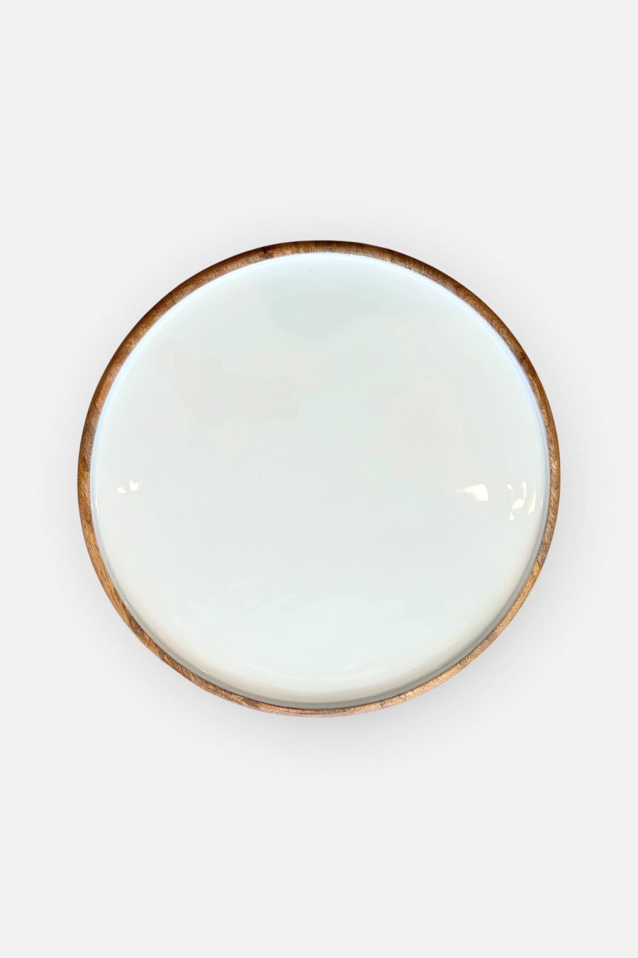 Acacia and Enamel Lazy Susan in White, 15x15 – back view