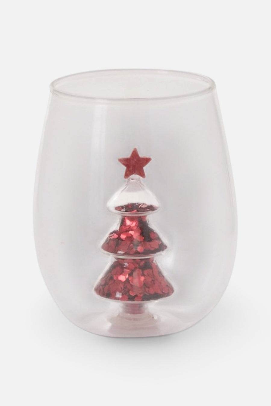 Accent Decor Glitter Tree Stemless Glass – back view