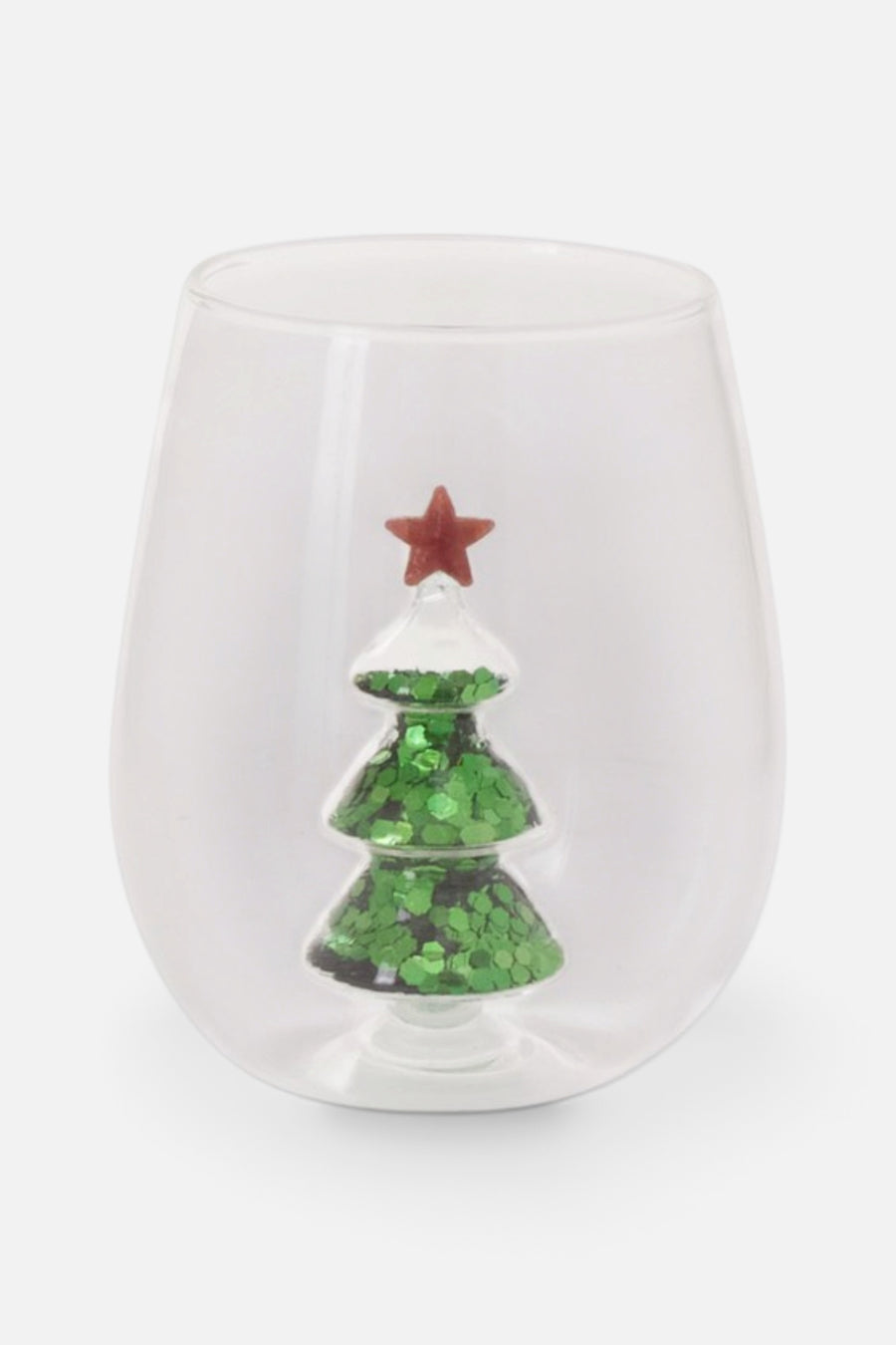 Accent Decor Glitter Tree Stemless Glass – side view
