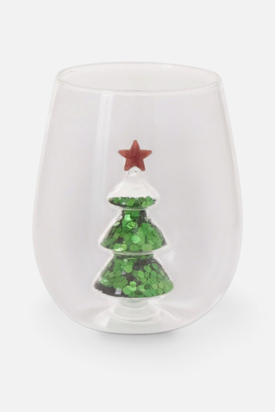 Accent Decor Glitter Tree Stemless Glass – front view