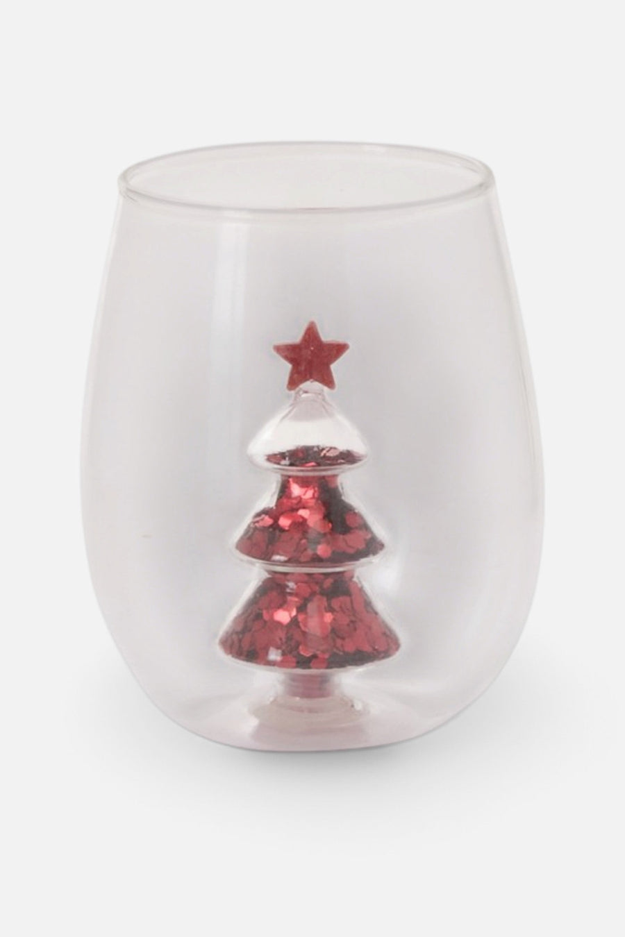 Accent Decor Glitter Tree Stemless Glass – front view