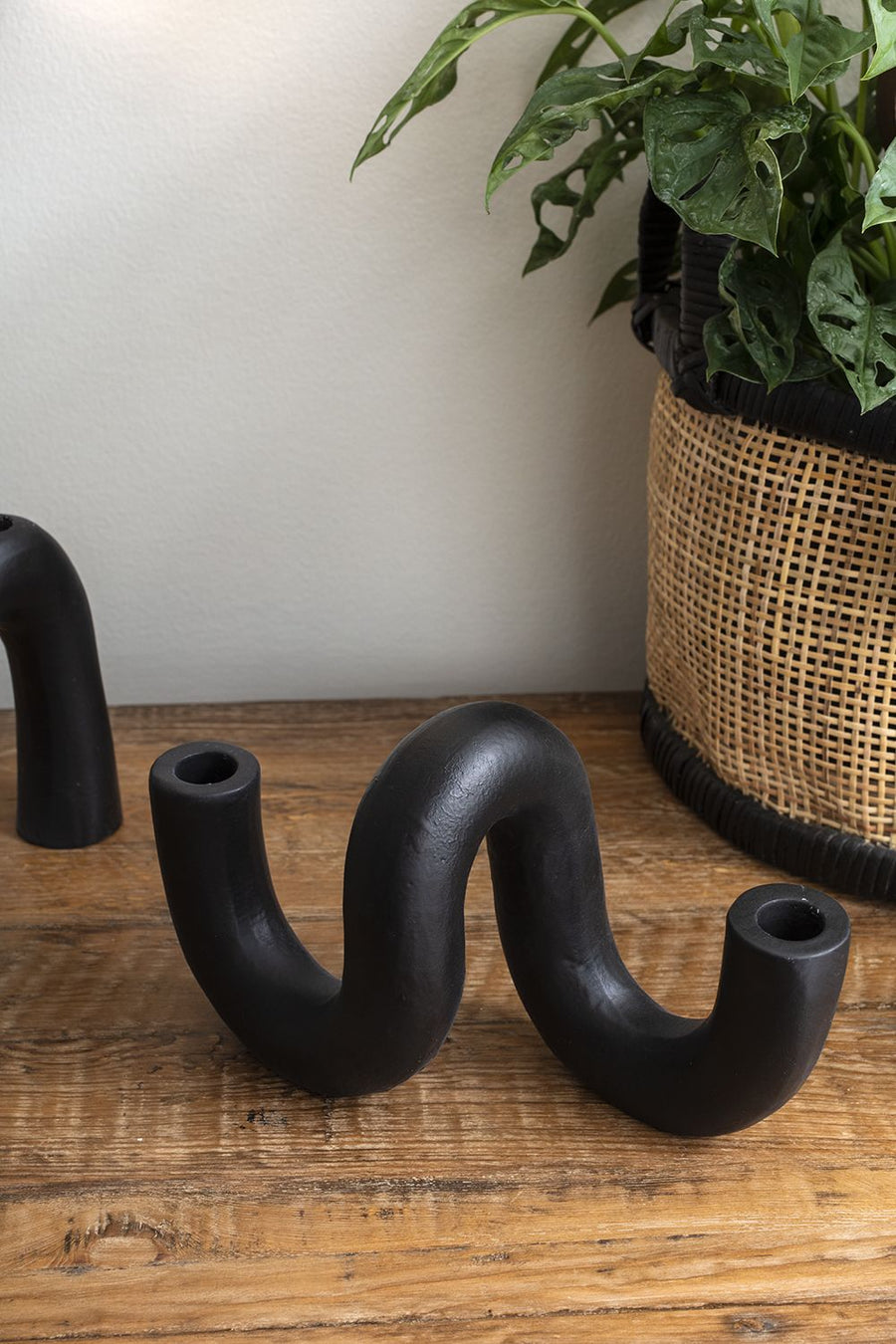 Accent Decor Xavier Candle Holder in Black, 9.75" – back view
