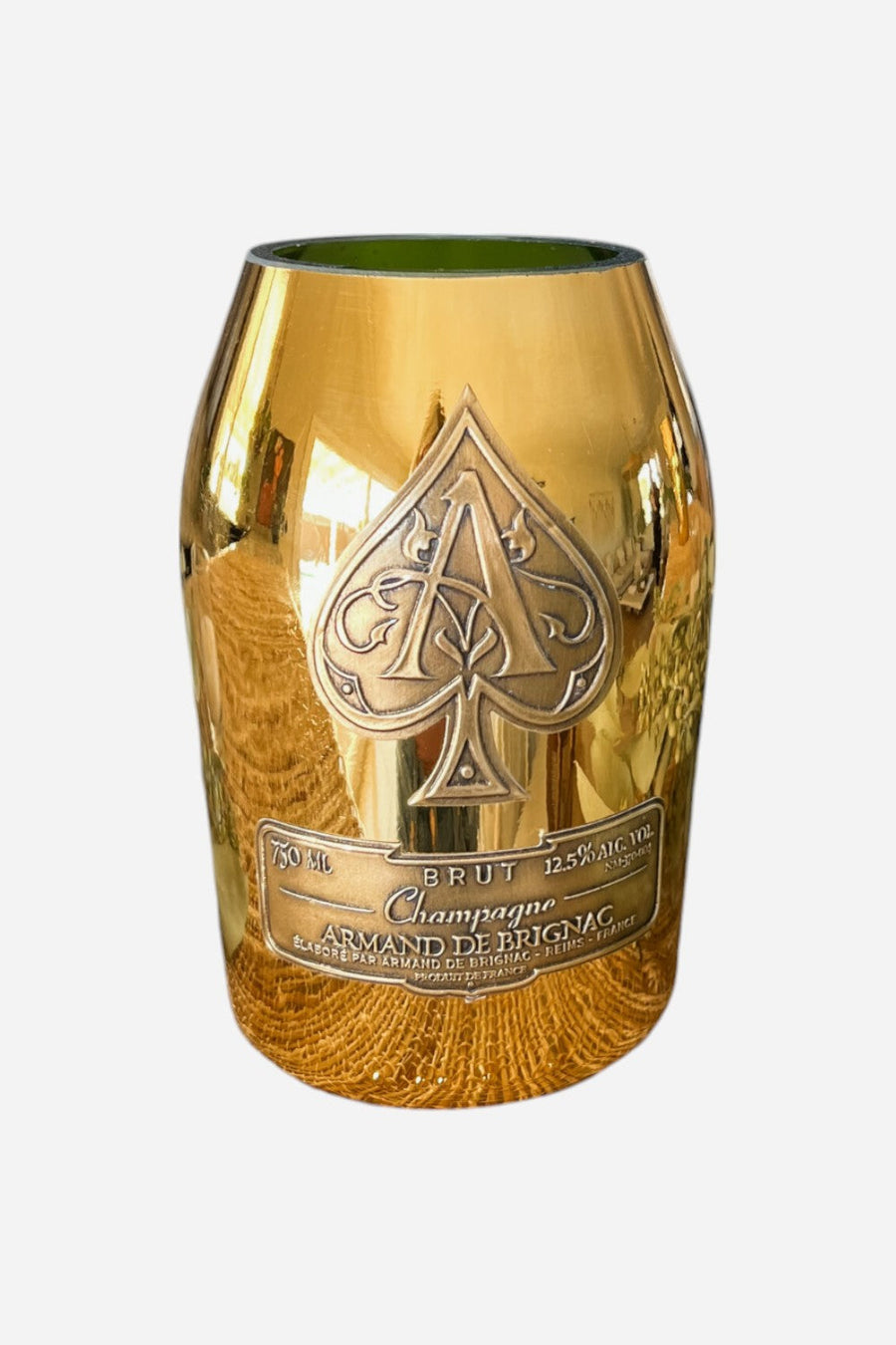 Ace Gold Recycled Bottle Candle – front view