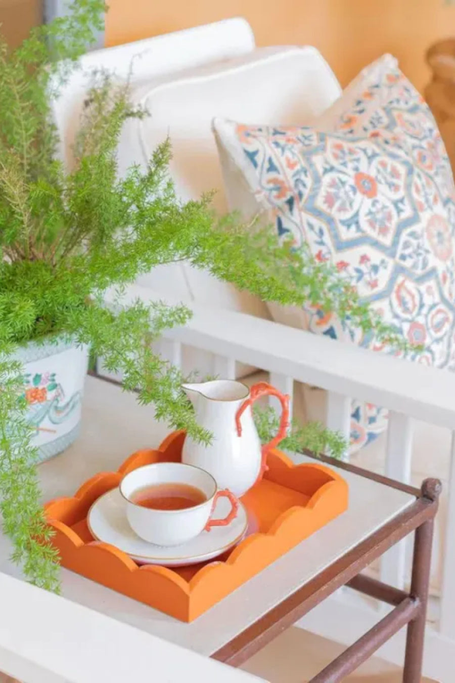 Addison Ross Scallop 11x8 Tray in Orange – back view