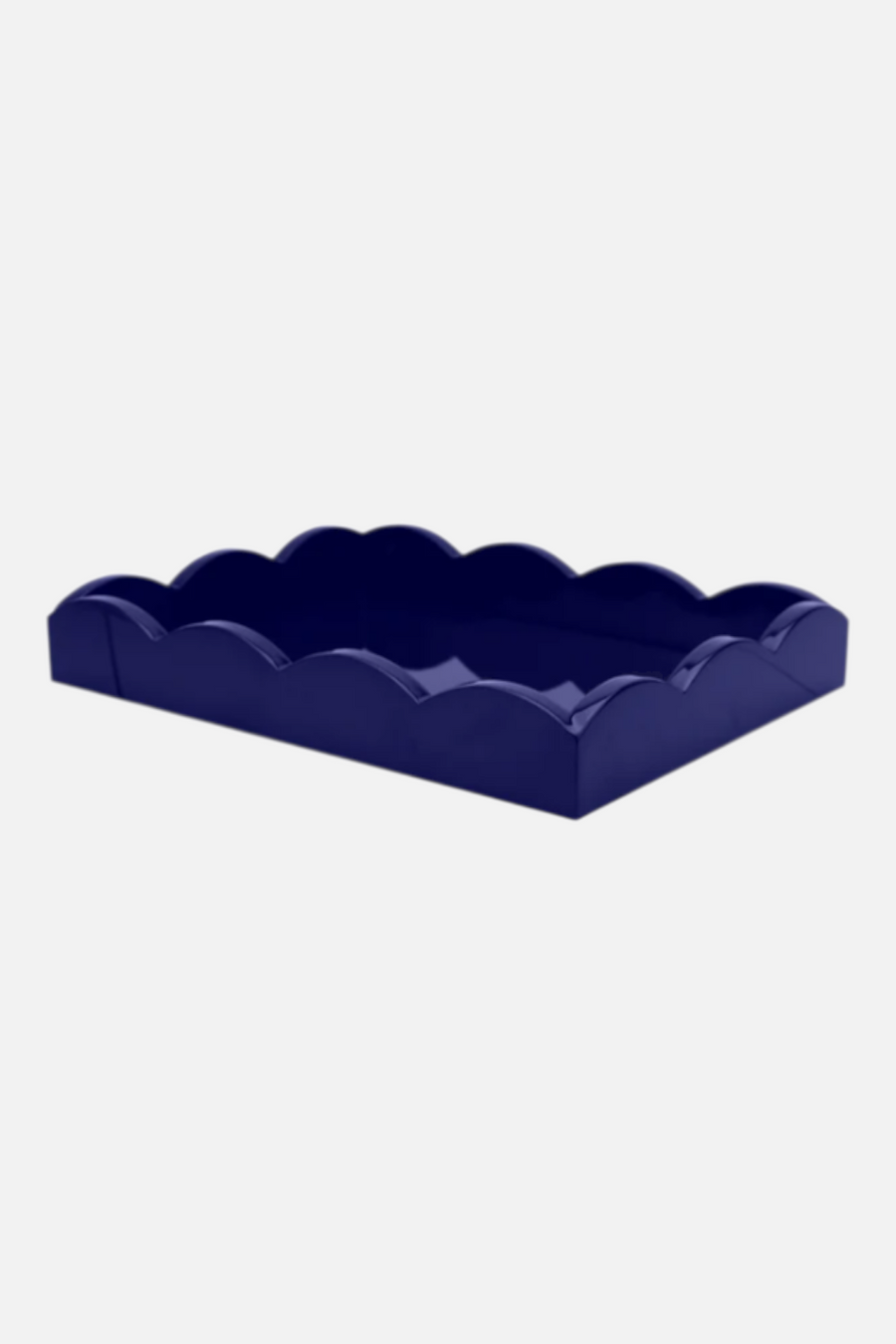 Addison Ross Small Navy Blue Scalloped Edge Tray – front view