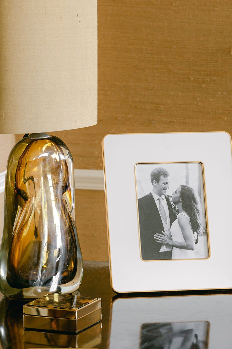 Addison Ross White & Gold Enamel Studio Photo Frame – back view