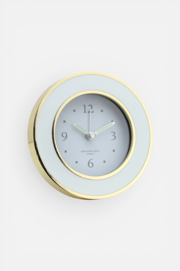 Addison Ross White & Gold Silent Alarm Clock