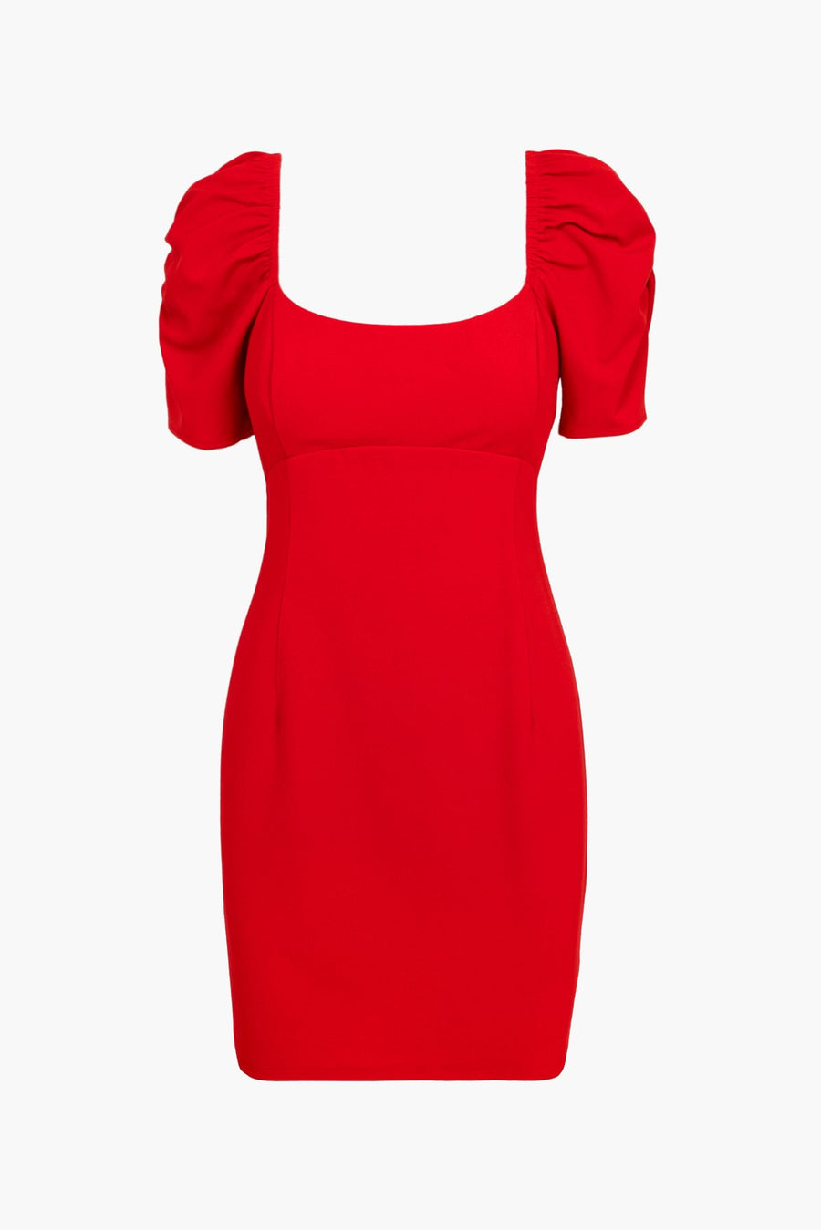 Adelyn Rae Bella Puff Sleeve Mini Dress in Candy Apple – back view