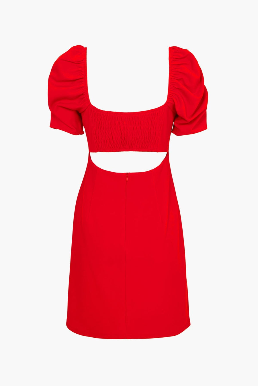 Adelyn Rae Bella Puff Sleeve Mini Dress in Candy Apple – side view