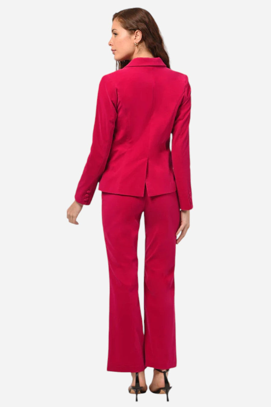 Adelyn Rae Bella Velvet Blazer Fuchsia – detail