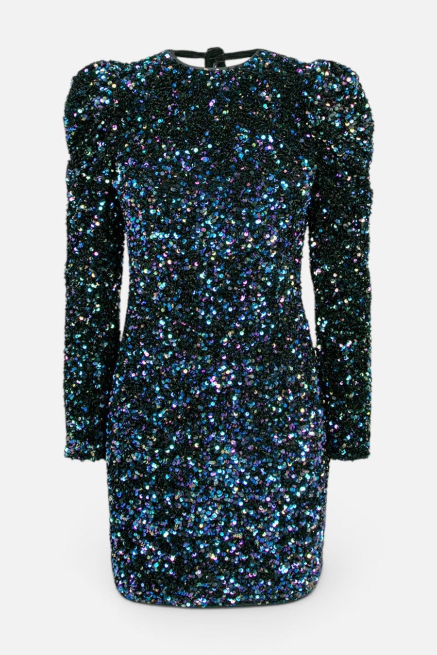 Adelyn Rae Gale Velvet Sequins Puff Sleeve Mini Dress in Midnight – alternate