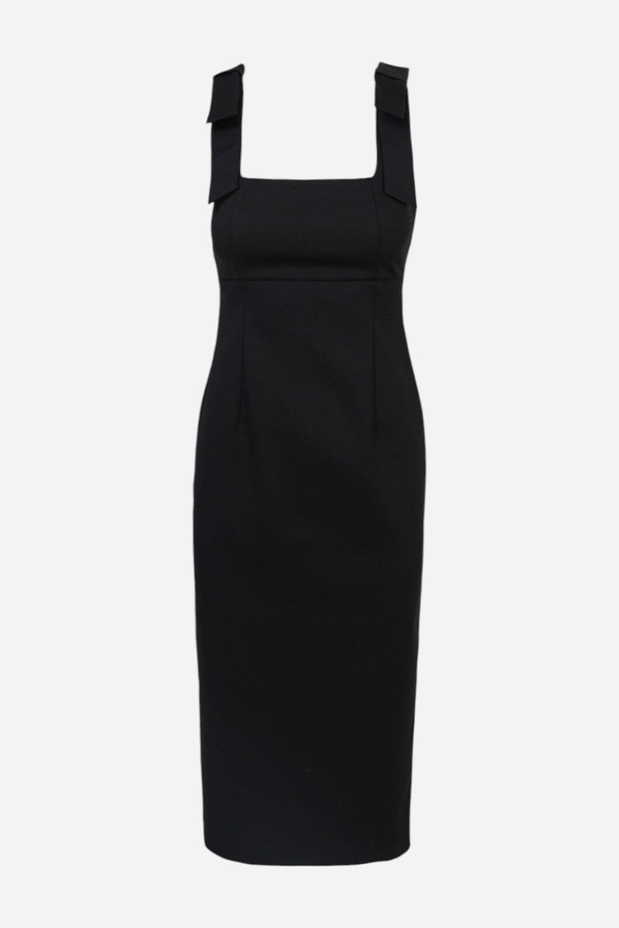 Adelyn Rae Karissa Shoulder Tie Crepe Midi Dress in Black – alternate