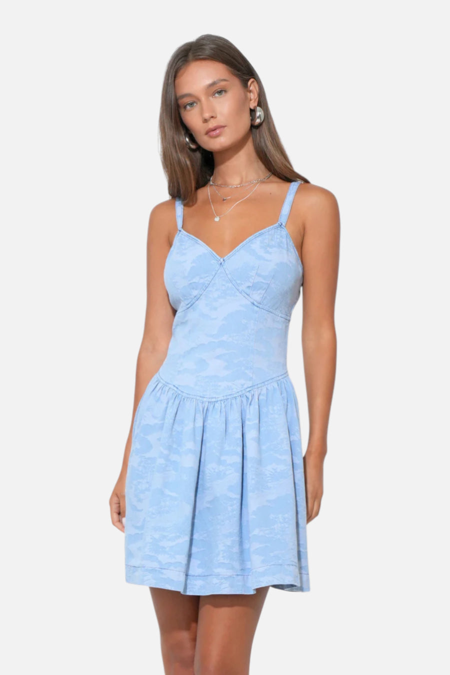 Adelyn Rae Myla Jacquard Denim Mini Dress – side view