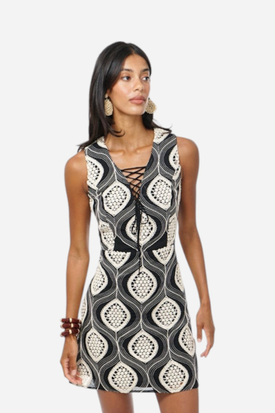 Adelyn Rae Naisha Embroidered Fit and Flare Mini Dress – detail