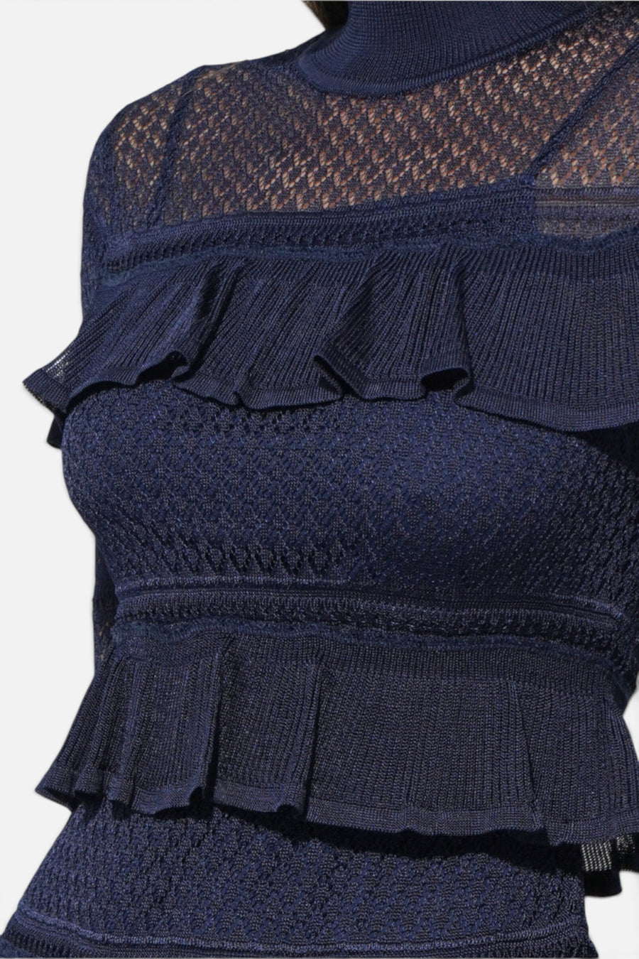 Adelyn Rae Sera Ruffled Tiered Mini Dress in Navy – back view